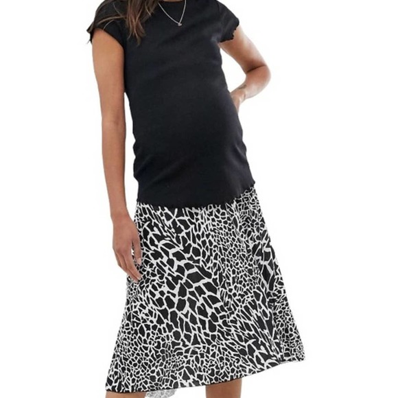 ASOS MATERNITY Under the bump pleated midi skirt Animal Print Siz… - Picture 3 of 14